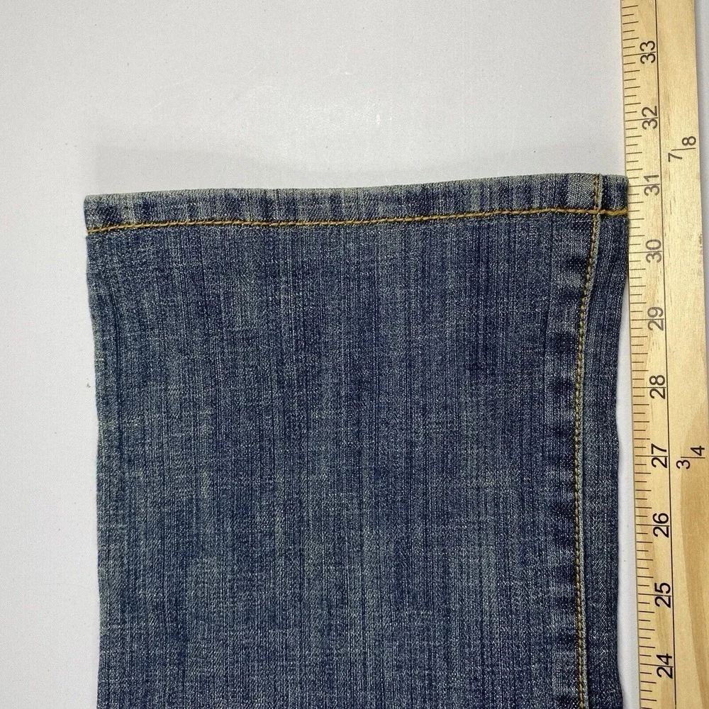 Michael Kors Studded Zipper Pocket Straight Leg Jeans 8 Blue Denim Gold Hardware